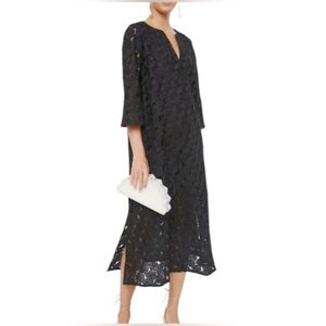 Tuckernuck Black Lace Jamie Eyelet Midi Dress V-Neck Lined Floral Sz 3XL